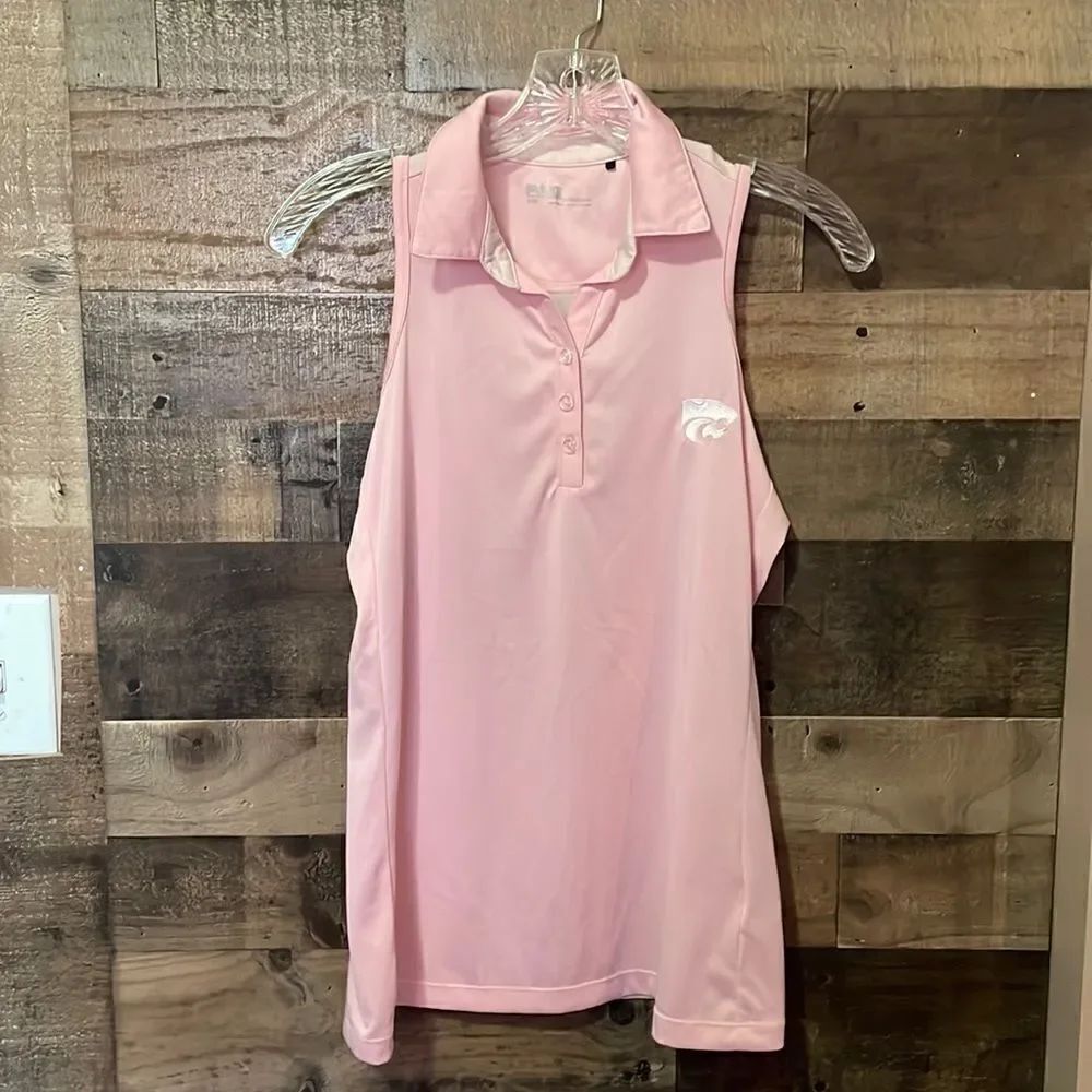 Ping Pink Sleeveless Kansas State Embroidered Golf Polo